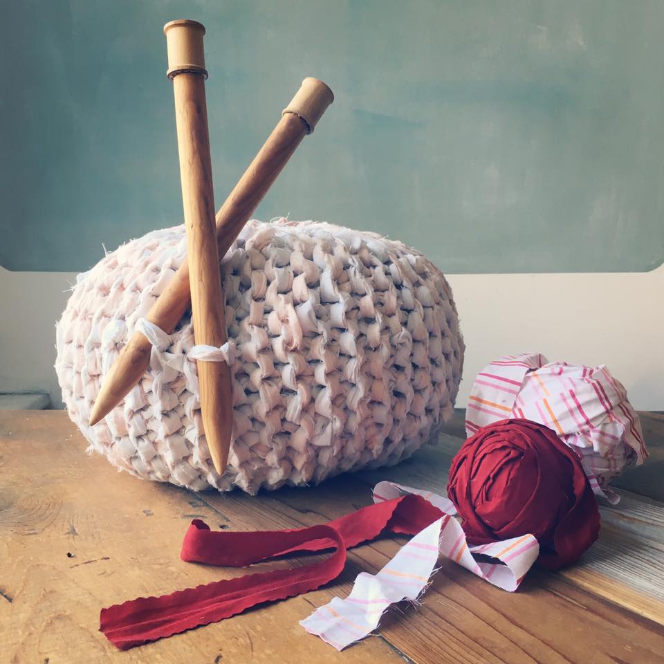 knitted ottoman poufs